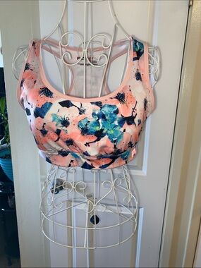 Fila Pink Floral Racerback Sports Bra